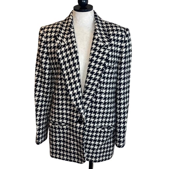 Giorgio di Sant Angelo Vintage Womens Jacket Size L Black Houndstooth Pure Wool - Picture 8 of 8
